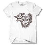 A Skull Between Two Wolves